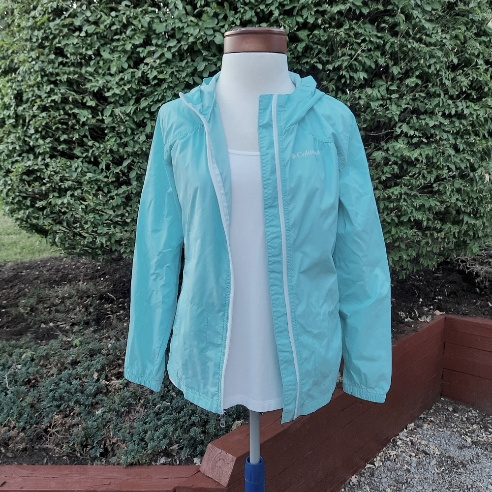 Columbia Girl's Nylon Windbreaker Rain Jacket Full Zip Lightweight Travel - Picture 8 of 14